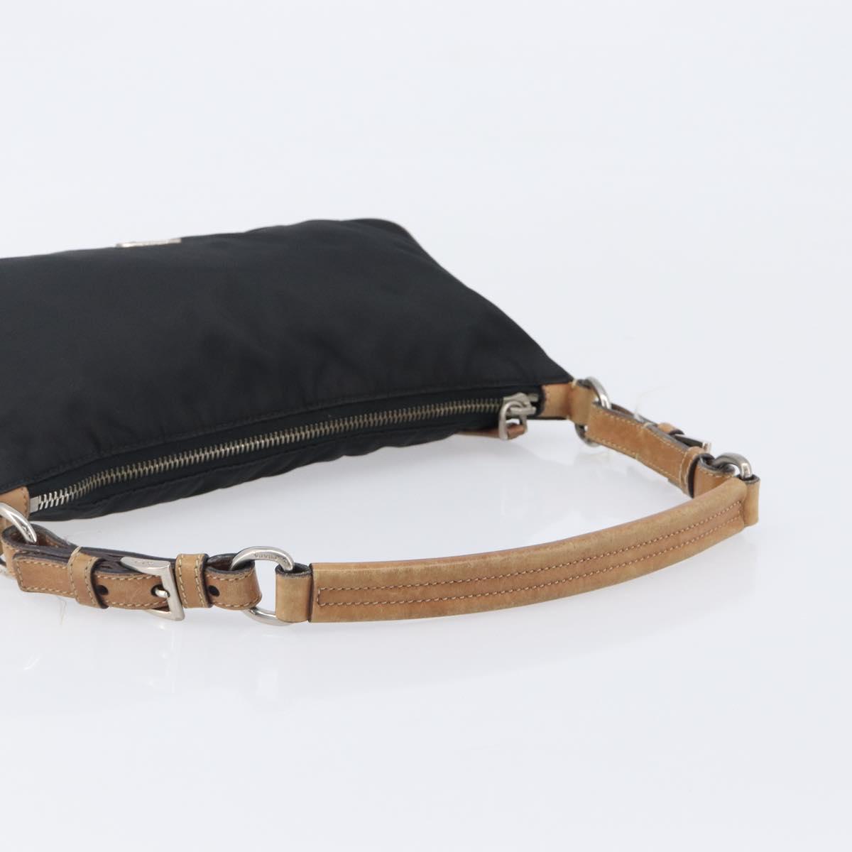 PRADA Hand Bag Nylon Black Silver Auth ep16093