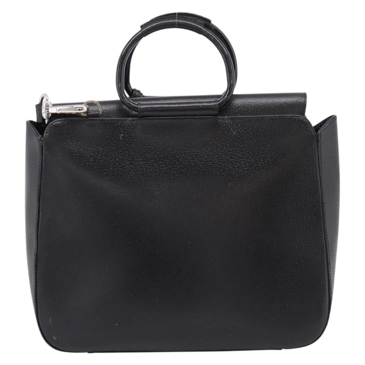 GUCCI Hand Bag Leather 2way Black Silver 000 2058 0307 5 Auth ep16094