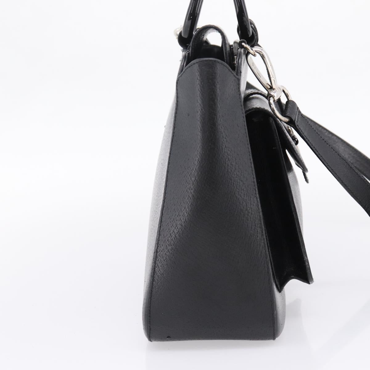 GUCCI Hand Bag Leather 2way Black Silver 000 2058 0307 5 Auth ep16094