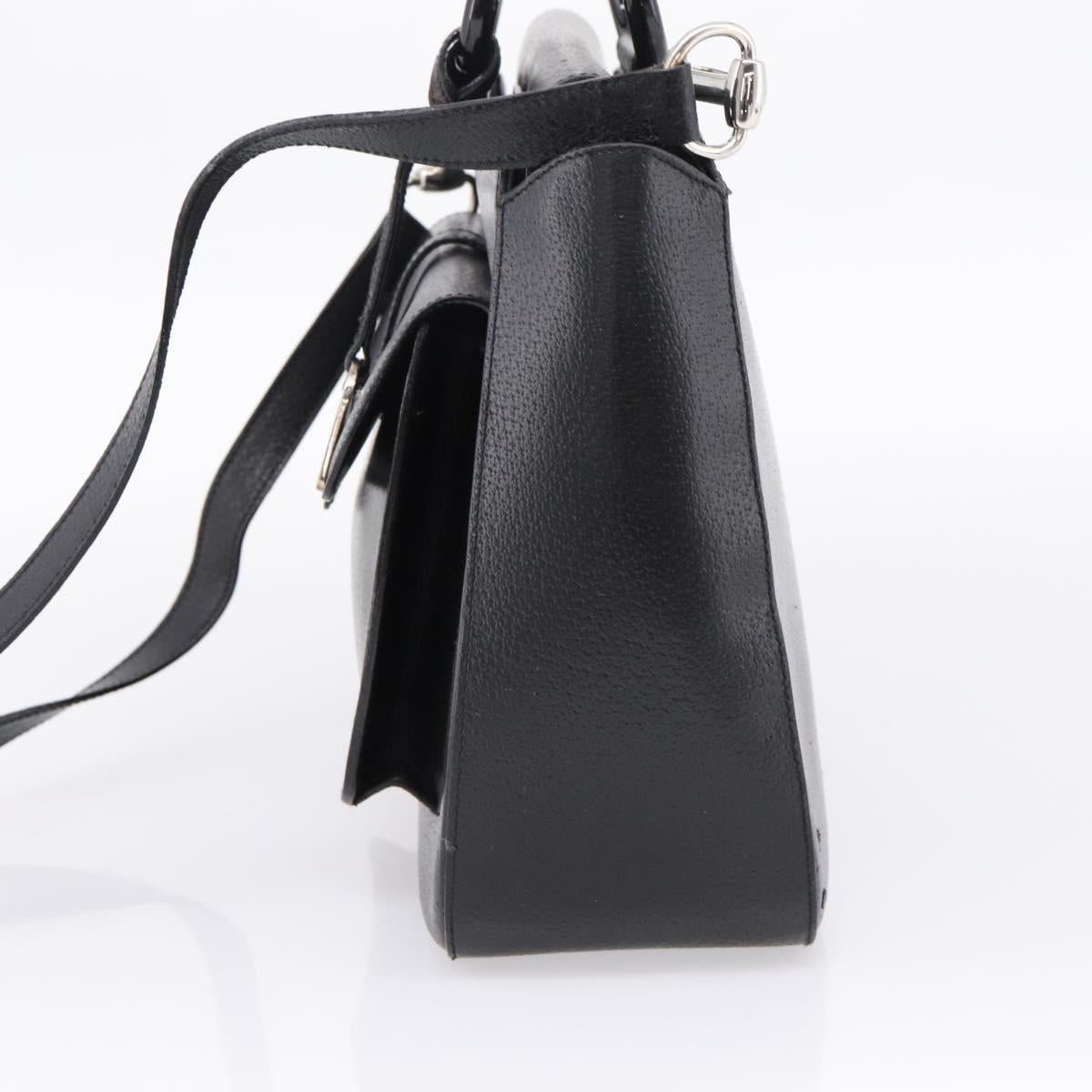 GUCCI Hand Bag Leather 2way Black Silver 000 2058 0307 5 Auth ep16094