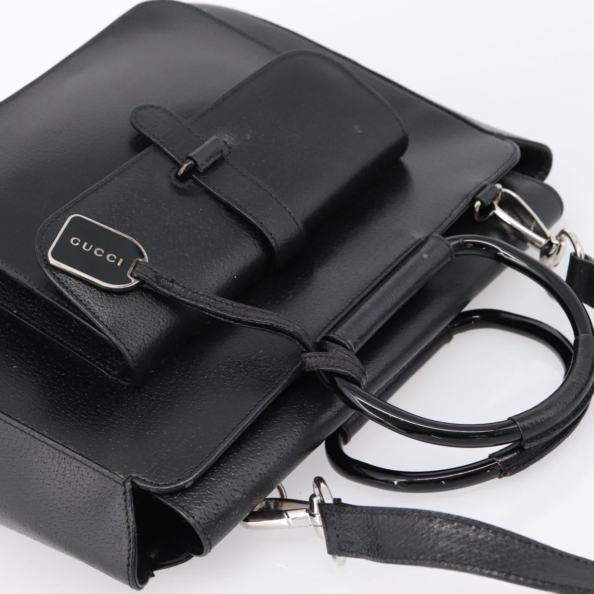 GUCCI Hand Bag Leather 2way Black Silver 000 2058 0307 5 Auth ep16094