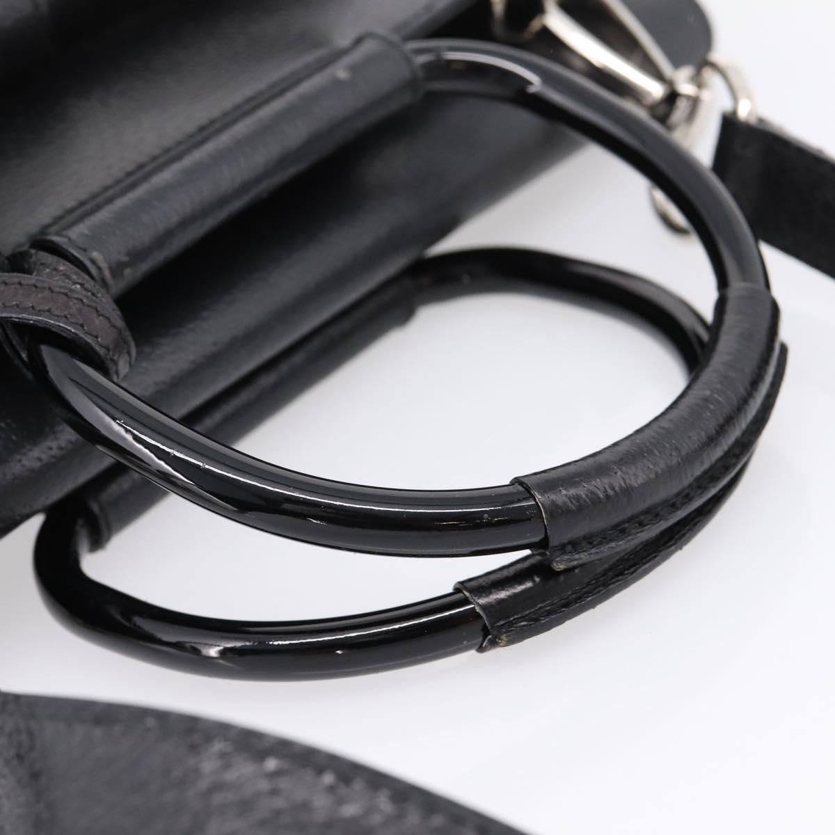 GUCCI Hand Bag Leather 2way Black Silver 000 2058 0307 5 Auth ep16094