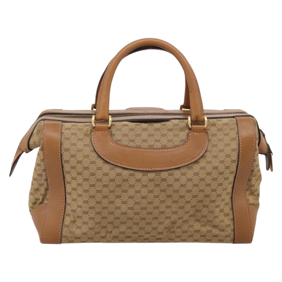 GUCCI Micro GG Supreme Hand Bag Beige Gold Auth ep16098