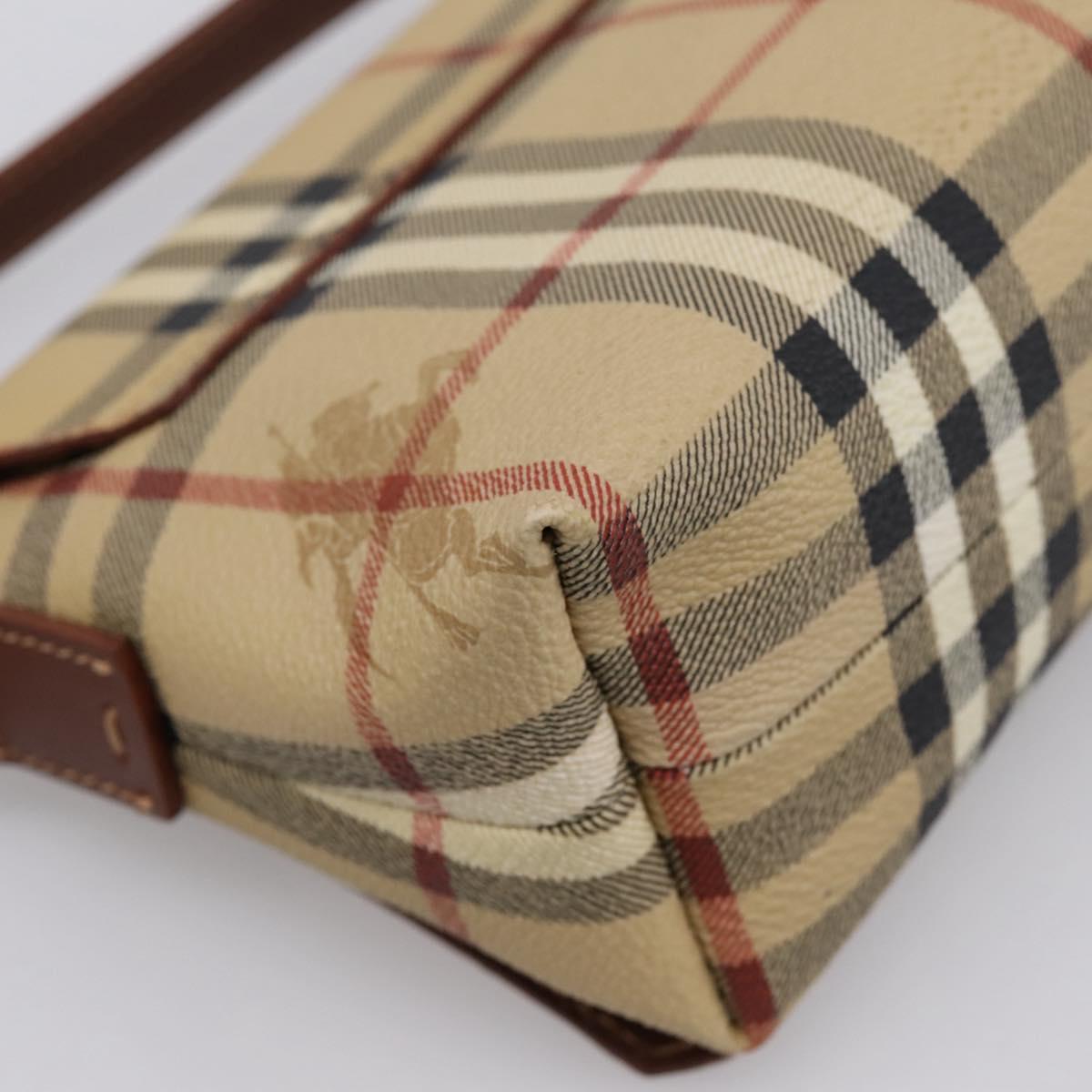 BURBERRY Nova Check Hand Bag PVC Beige Gold Auth ep16099V