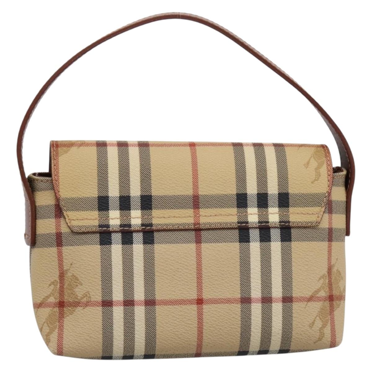 BURBERRY Nova Check Hand Bag PVC Beige Gold Auth ep16099V
