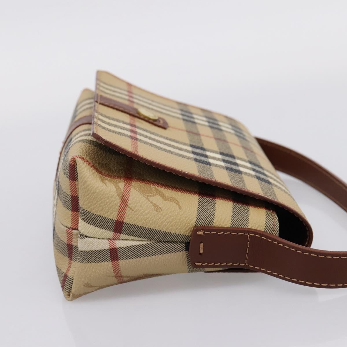 BURBERRY Nova Check Hand Bag PVC Beige Gold Auth ep16099V