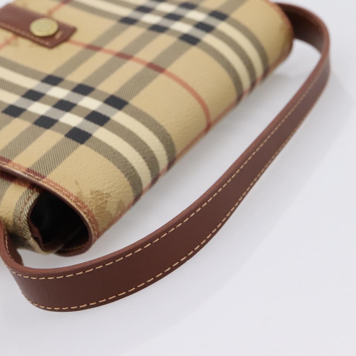 BURBERRY Nova Check Hand Bag PVC Beige Gold Auth ep16099V