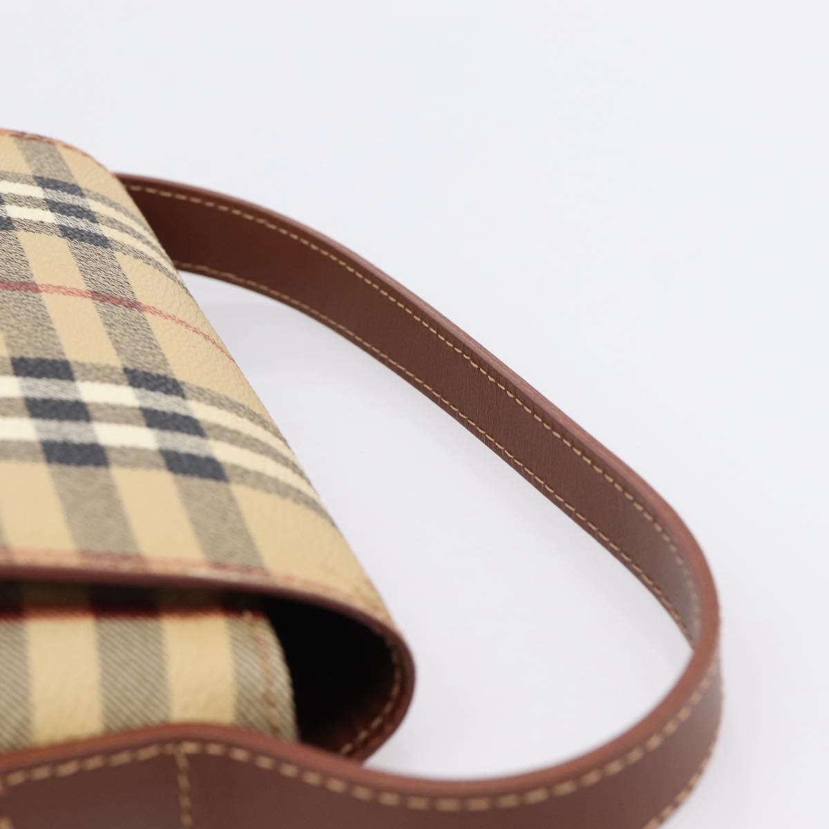 BURBERRY Nova Check Hand Bag PVC Beige Gold Auth ep16099V