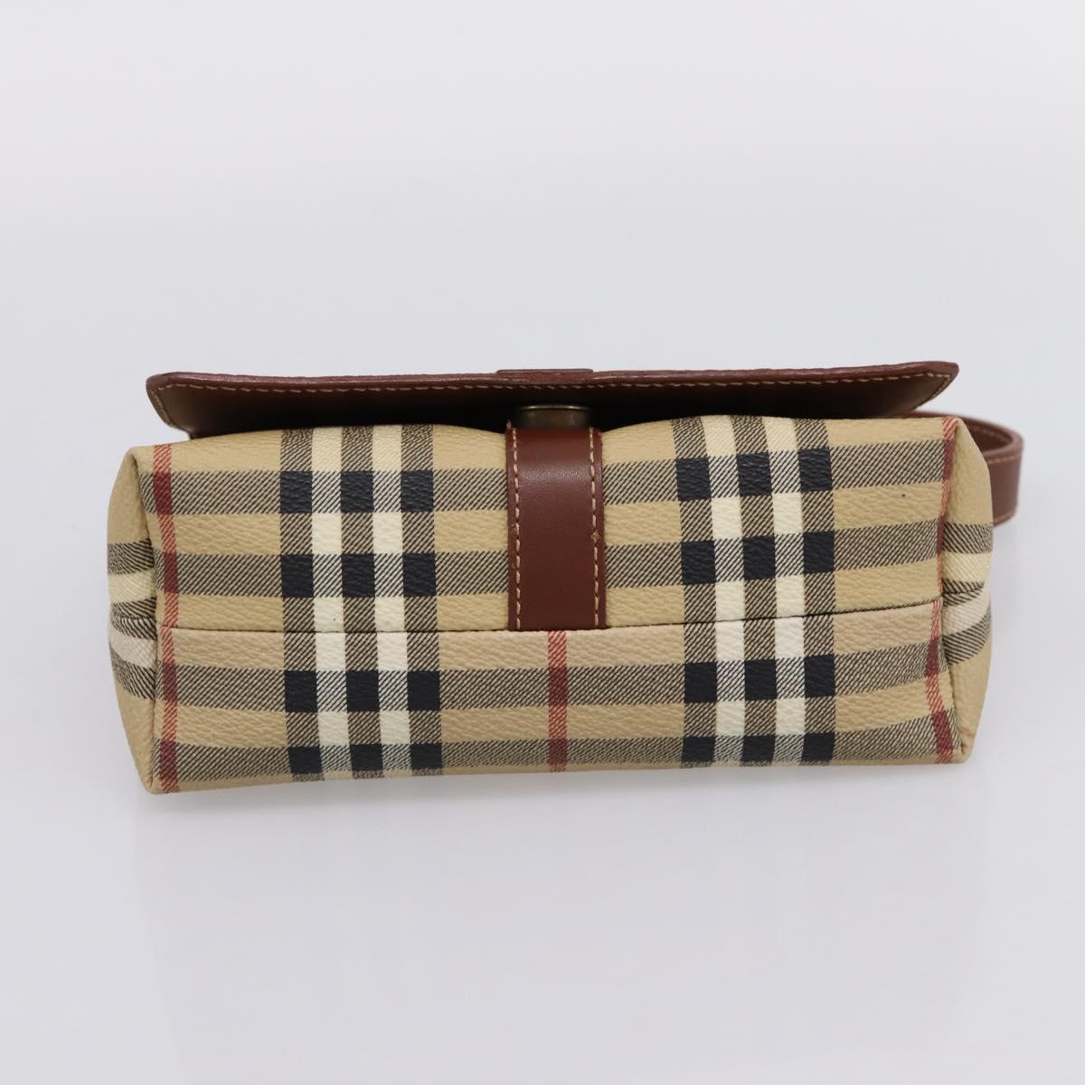 BURBERRY Nova Check Hand Bag PVC Beige Gold Auth ep16099V