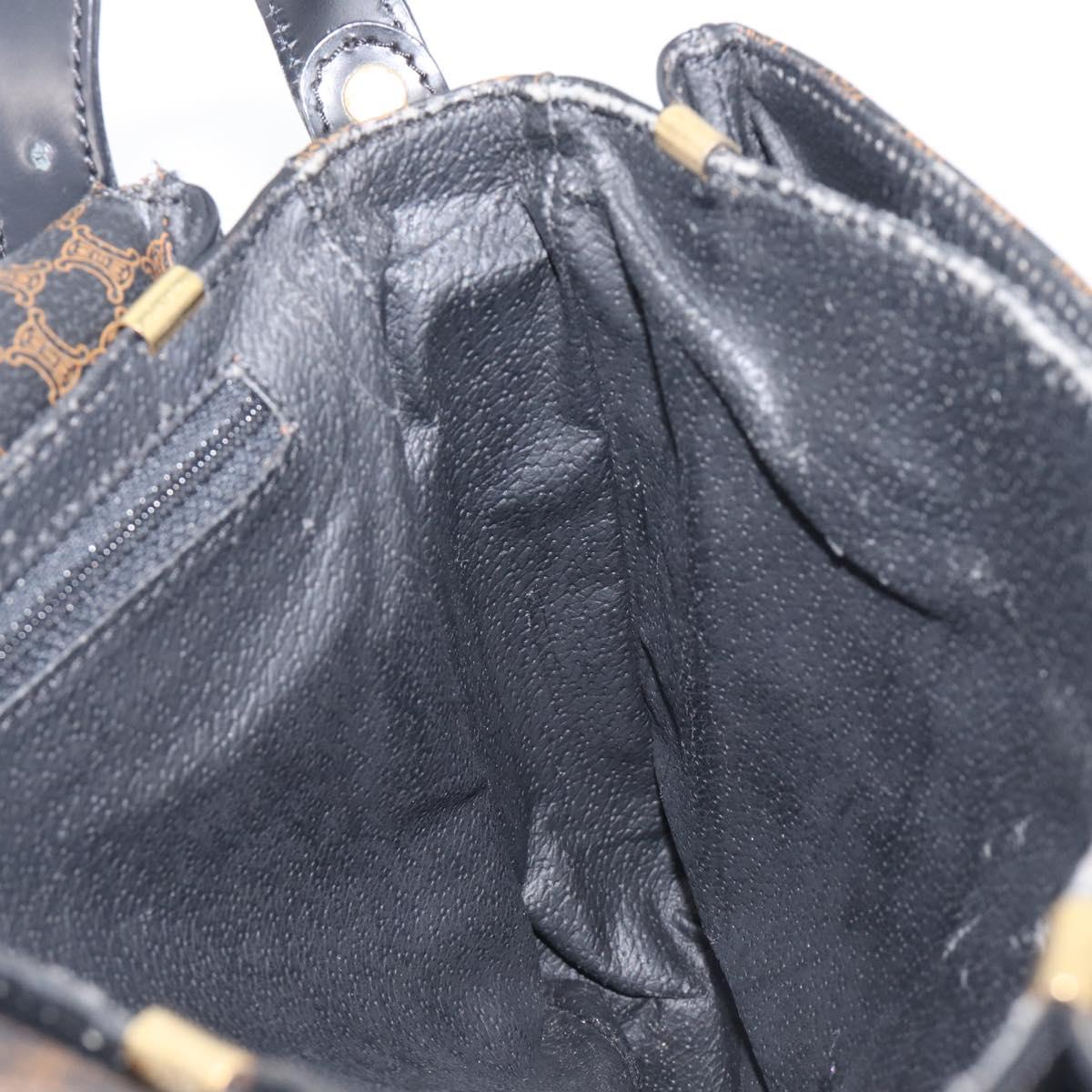 CELINE Macadam Canvas Shoulder Bag PVC Leather Black Gold Auth ep16100