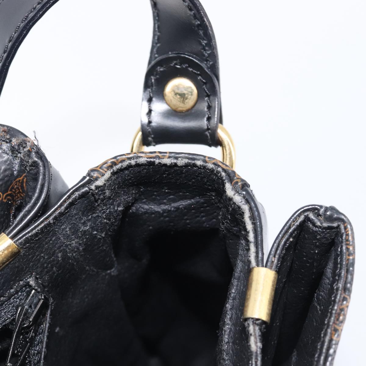CELINE Macadam Canvas Shoulder Bag PVC Leather Black Gold Auth ep16100