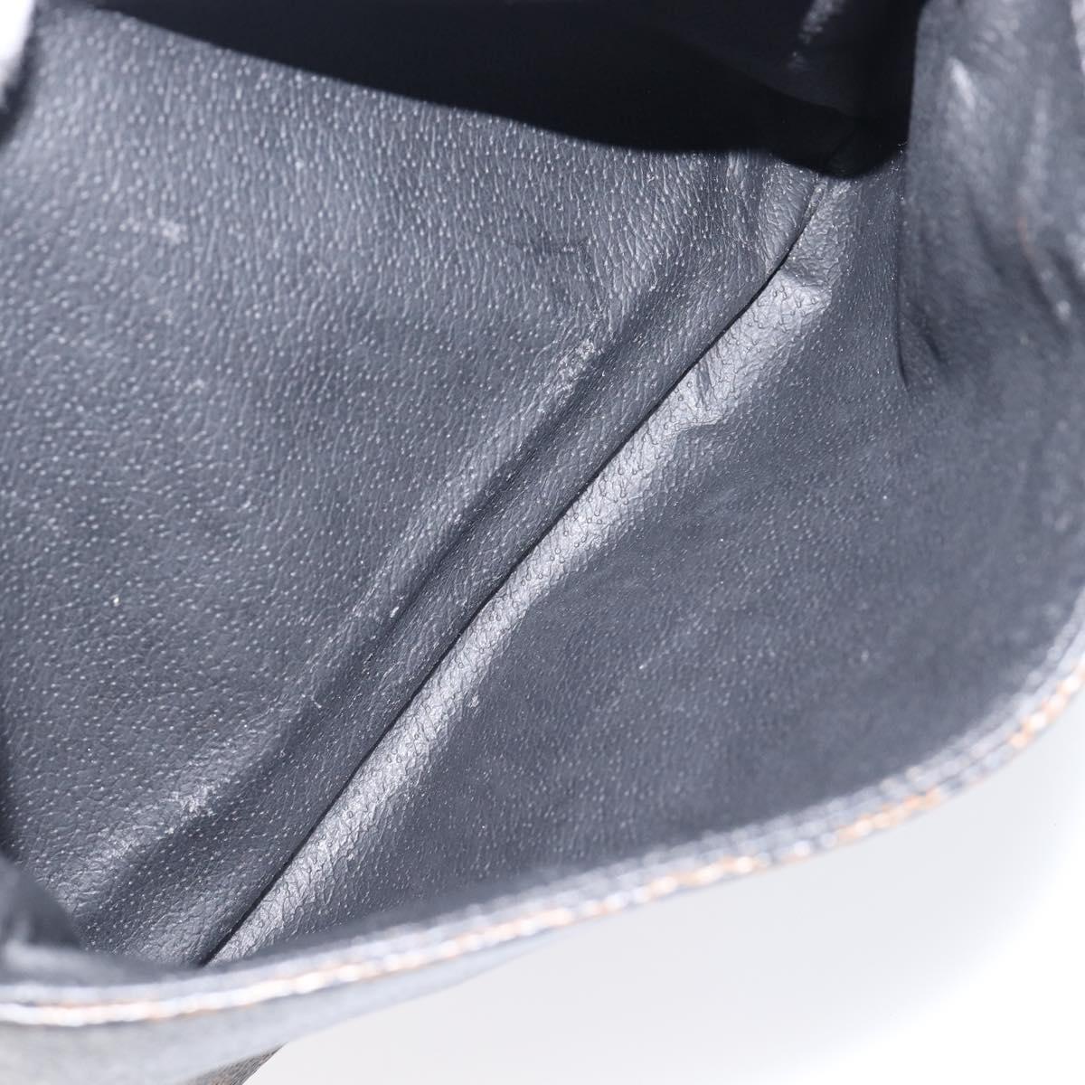 CELINE Macadam Canvas Shoulder Bag PVC Leather Black Gold Auth ep16100