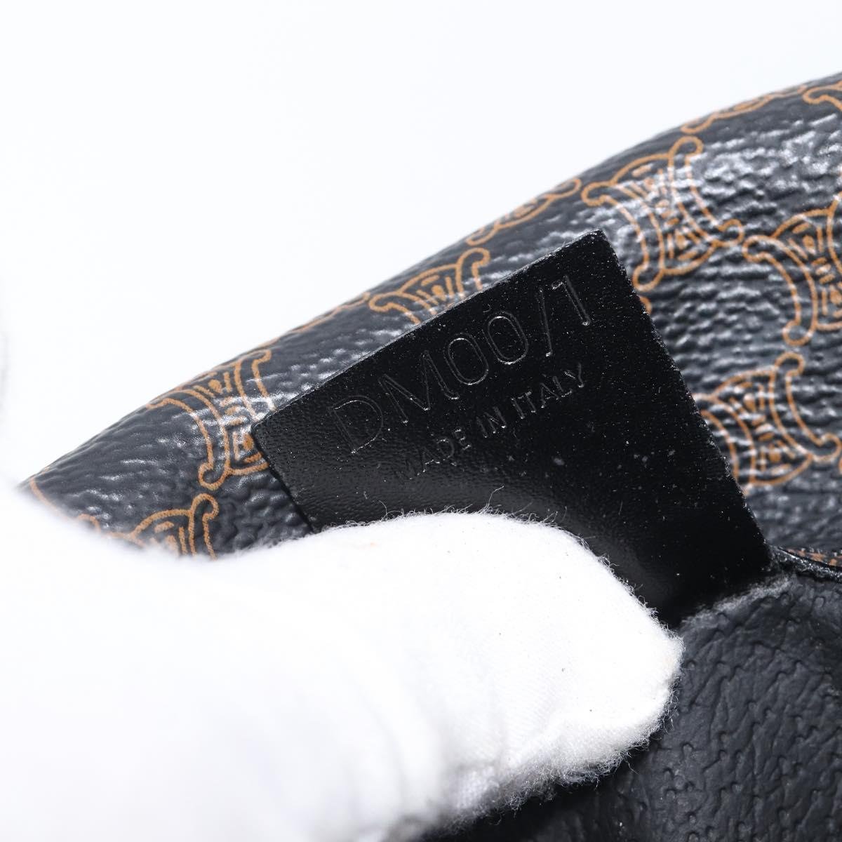 CELINE Macadam Canvas Shoulder Bag PVC Leather Black Gold Auth ep16100