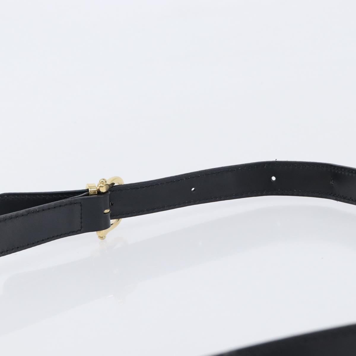 CELINE Macadam Canvas Shoulder Bag PVC Leather Black Gold Auth ep16100