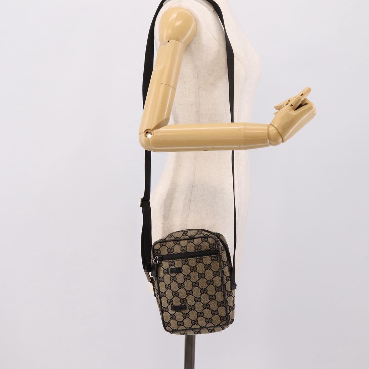 GUCCI GG Canvas Shoulder Bag Beige Silver 018 1619 Auth ep16101