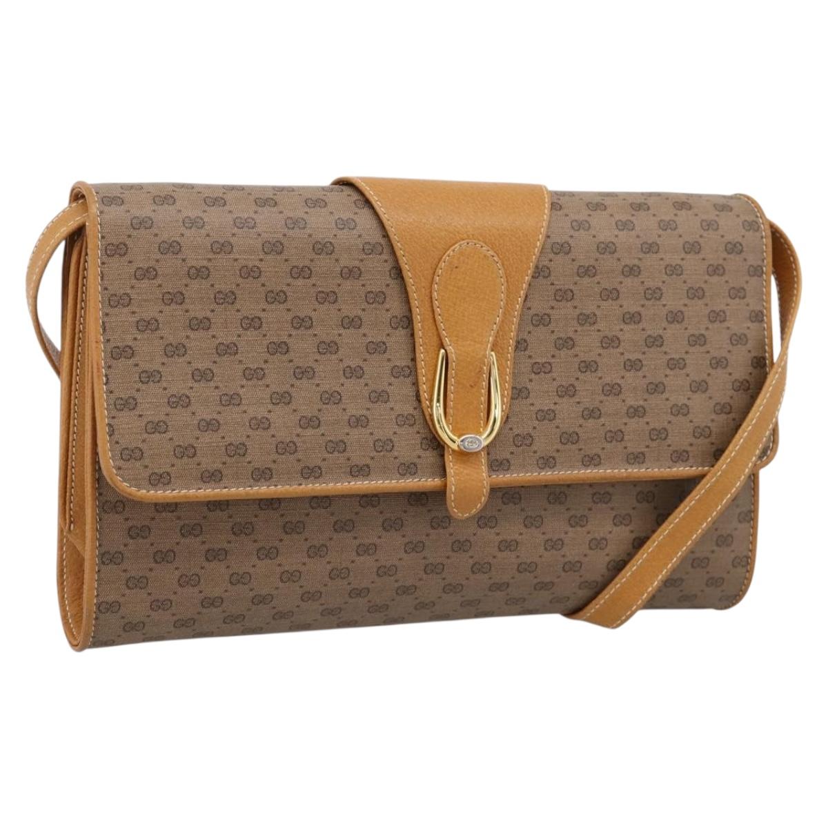 GUCCI Micro GG Supreme Shoulder Bag PVC Beige Gold 904 02 050 Auth ep16103