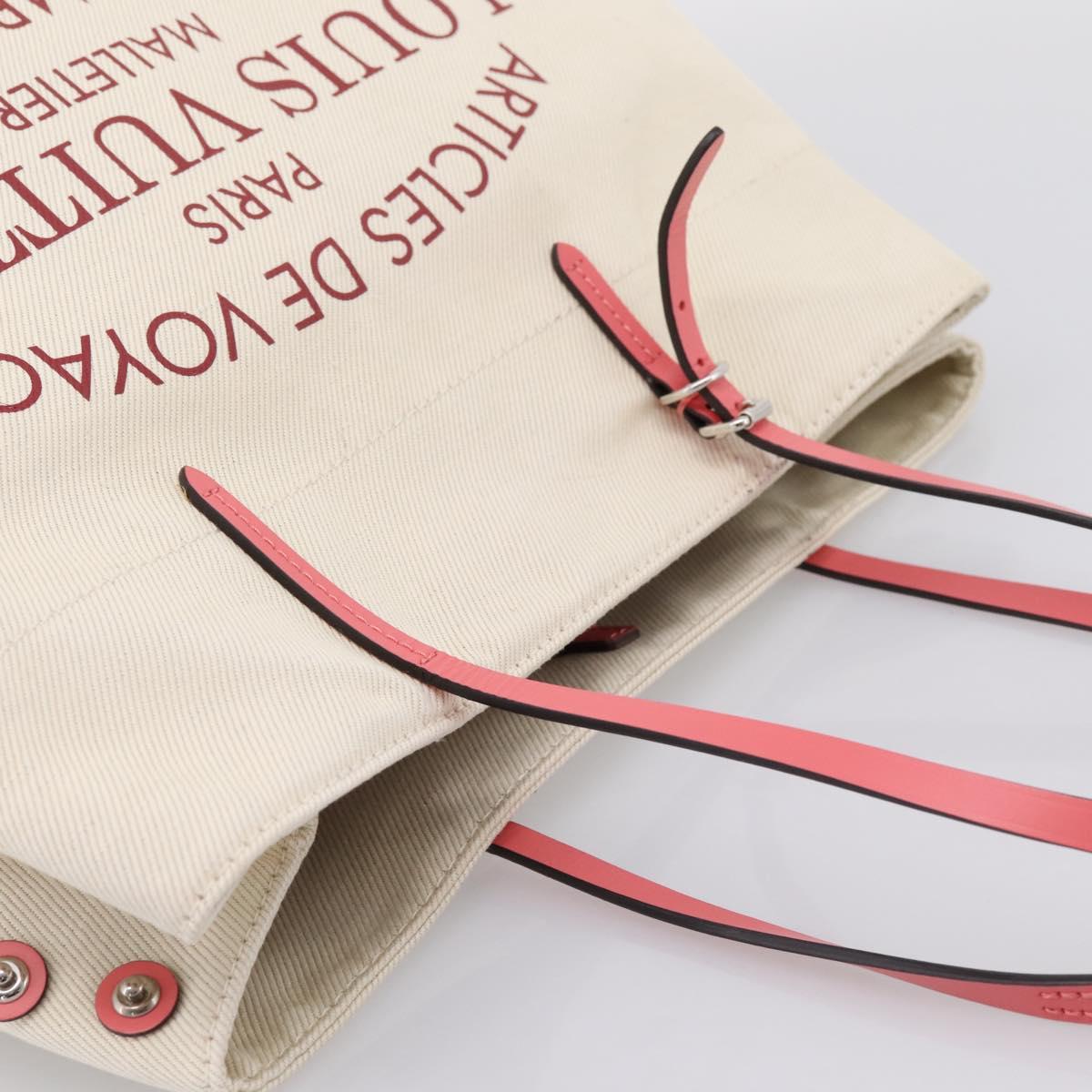 LOUIS VUITTON Cabas MM Tote Bag Canvas White M94502 LV Auth ep16110A