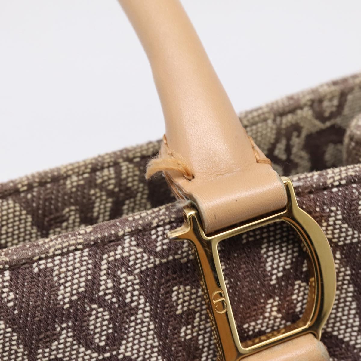 Christian Dior Trotter Canvas Hand Bag Beige Gold Auth ep16111A