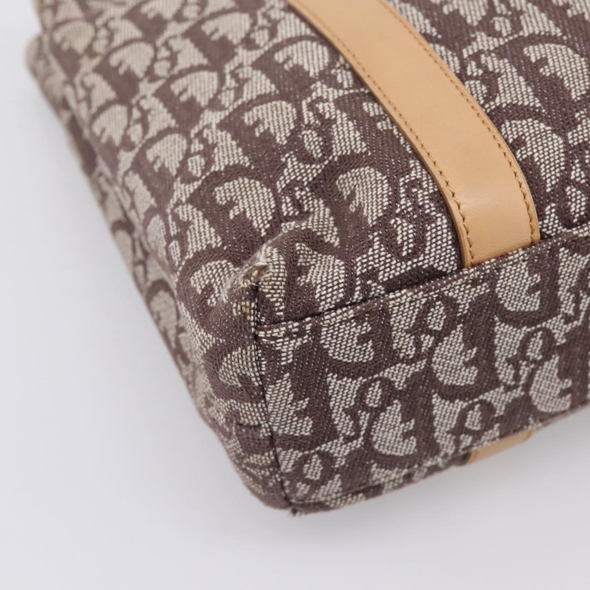 Christian Dior Trotter Canvas Hand Bag Beige Gold Auth ep16111A