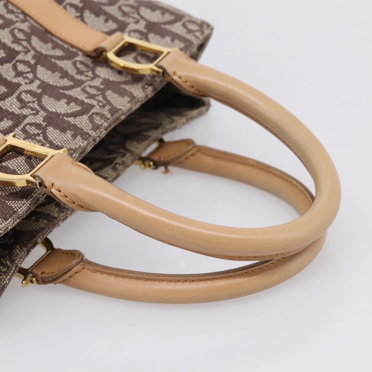Christian Dior Trotter Canvas Hand Bag Beige Gold Auth ep16111A