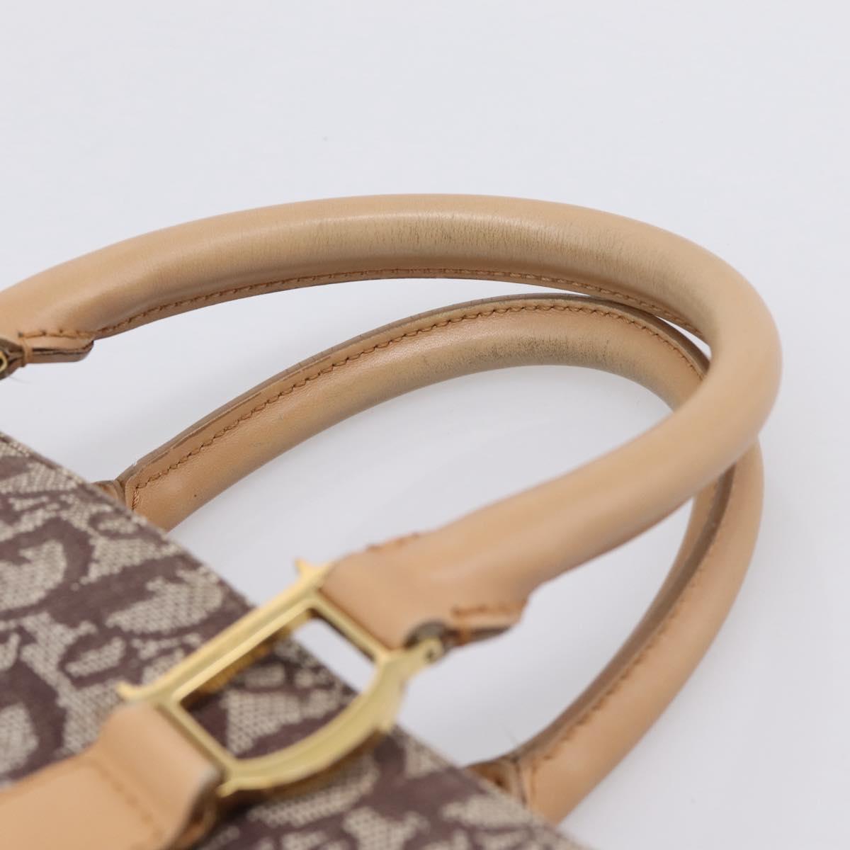 Christian Dior Trotter Canvas Hand Bag Beige Gold Auth ep16111A