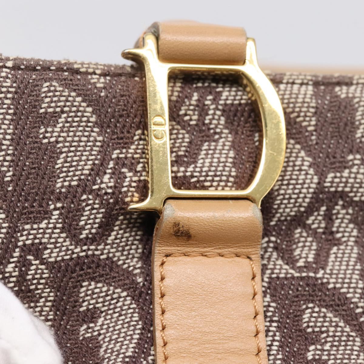 Christian Dior Trotter Canvas Hand Bag Beige Gold Auth ep16111A