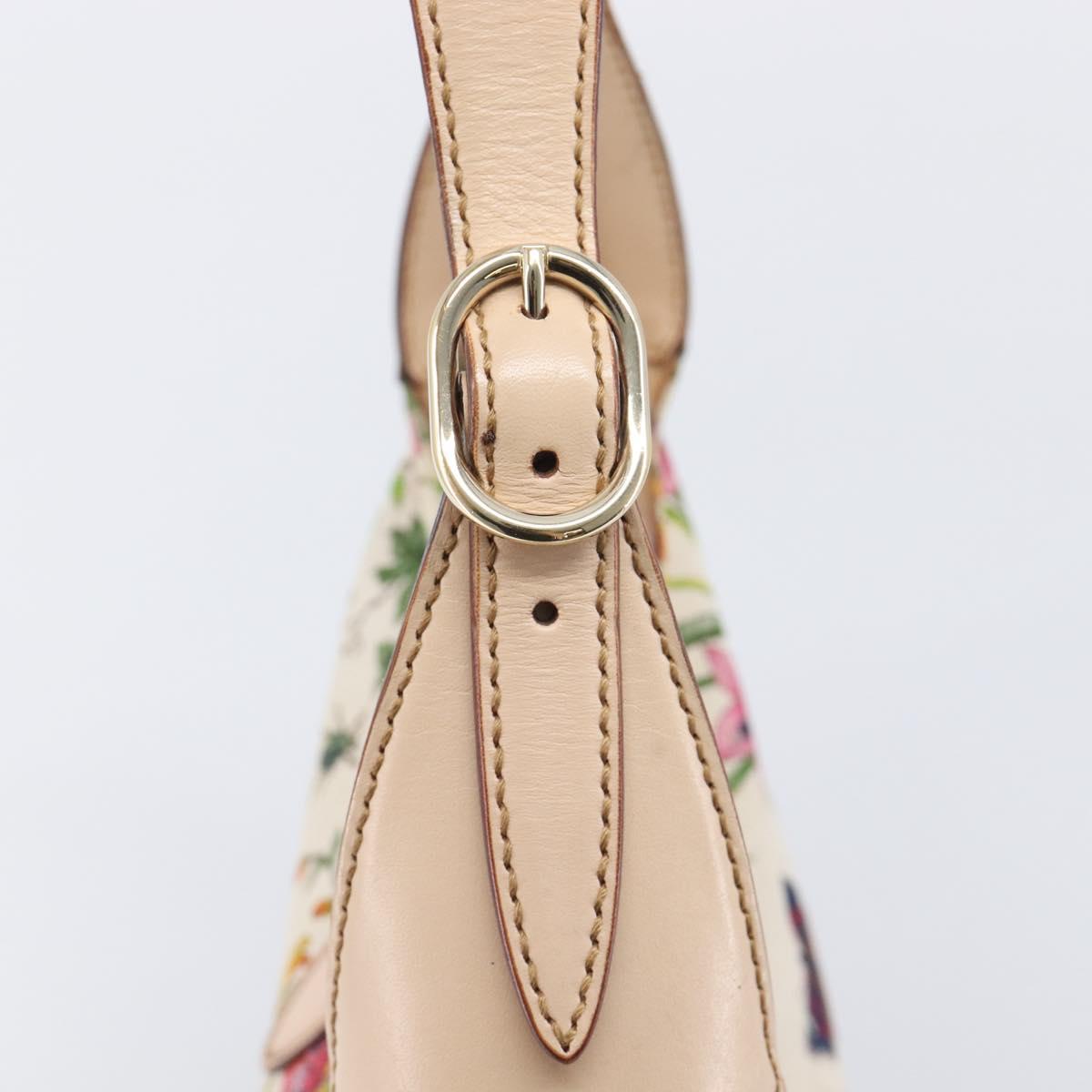 GUCCI Jackie Flora Shoulder Bag Canvas Beige Gold 137335 Auth ep16112