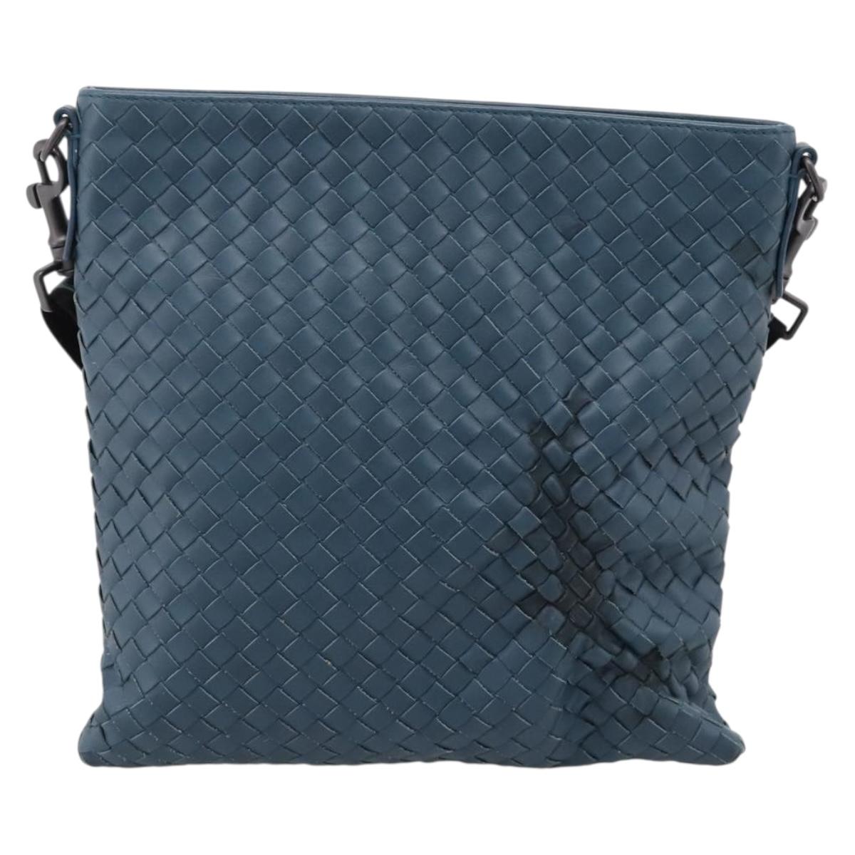 BOTTEGA VENETA INTRECCIATO Shoulder Bag Leather Blue Auth ep16114V