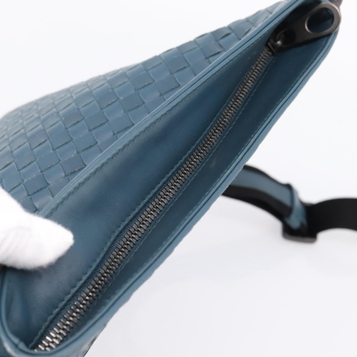 BOTTEGA VENETA INTRECCIATO Shoulder Bag Leather Blue Auth ep16114V