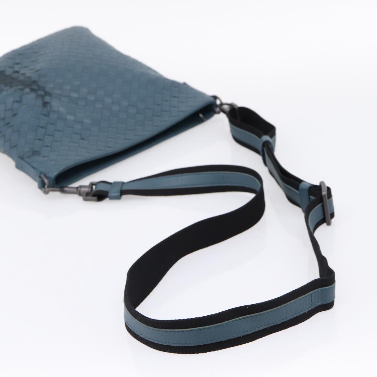 BOTTEGA VENETA INTRECCIATO Shoulder Bag Leather Blue Auth ep16114V