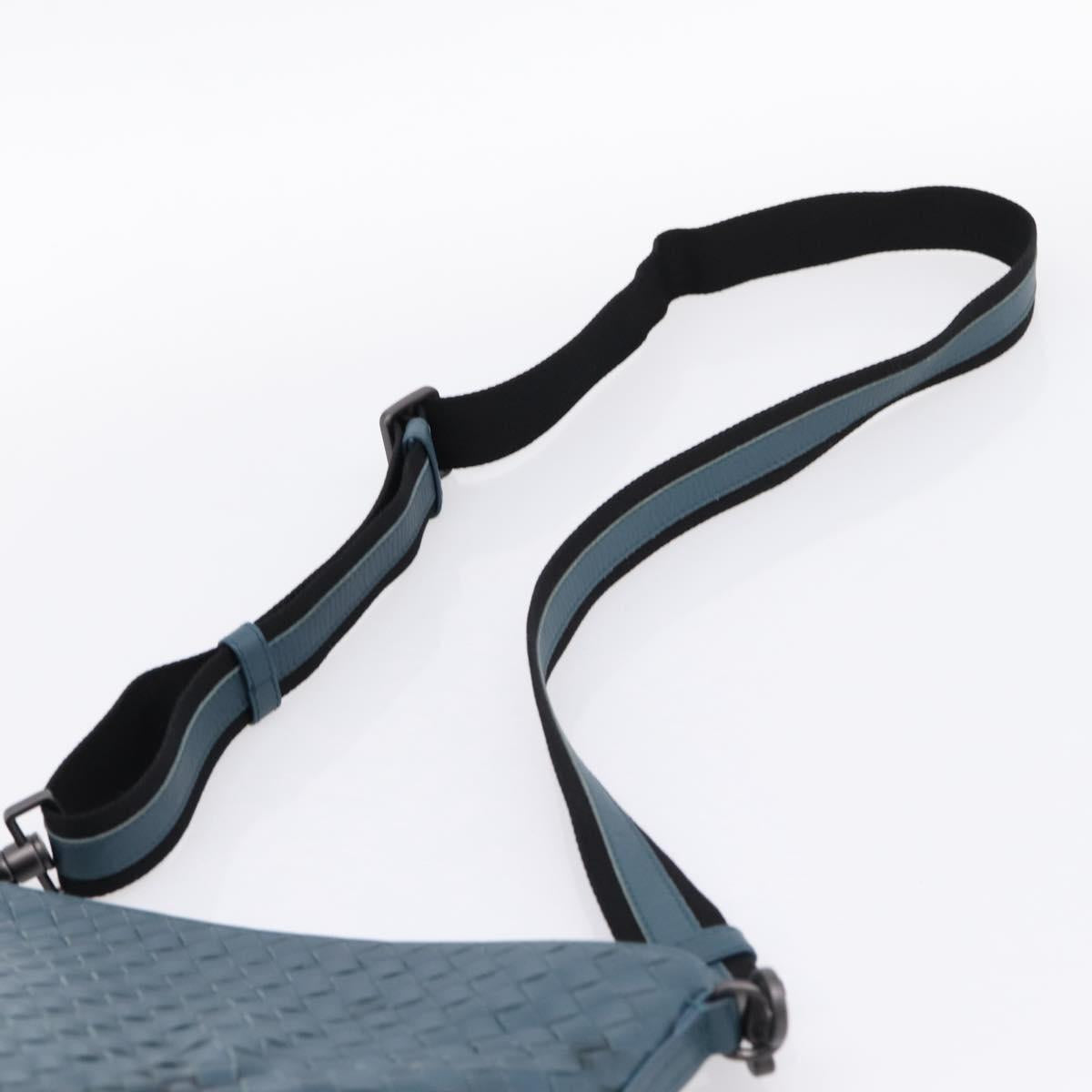 BOTTEGA VENETA INTRECCIATO Shoulder Bag Leather Blue Auth ep16114V