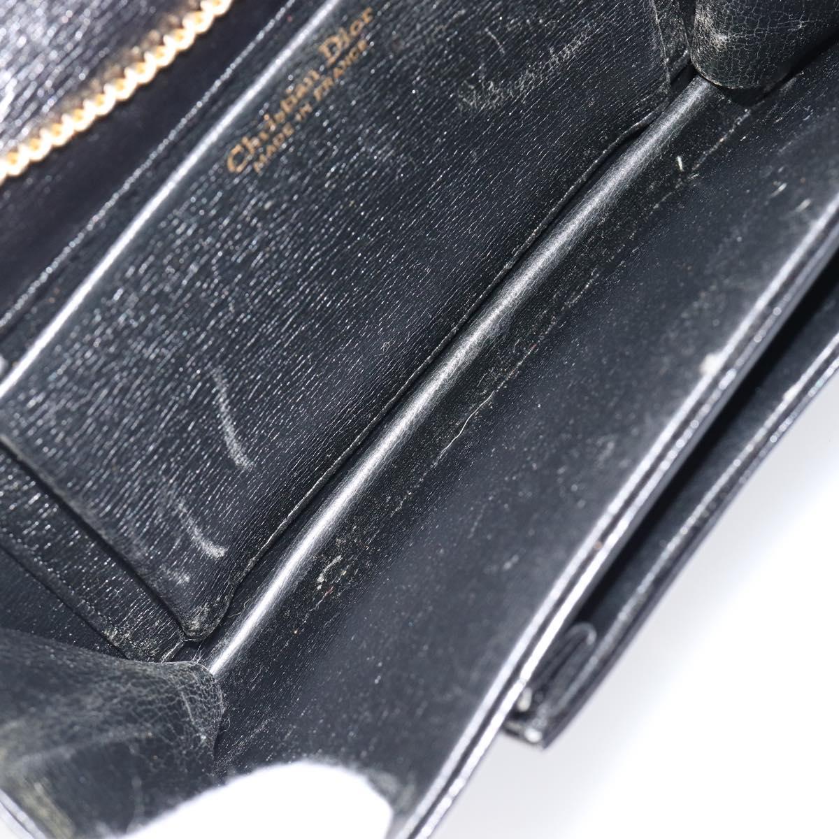 Christian Dior Chain Shoulder Bag Leather Black Gold Auth ep16115A
