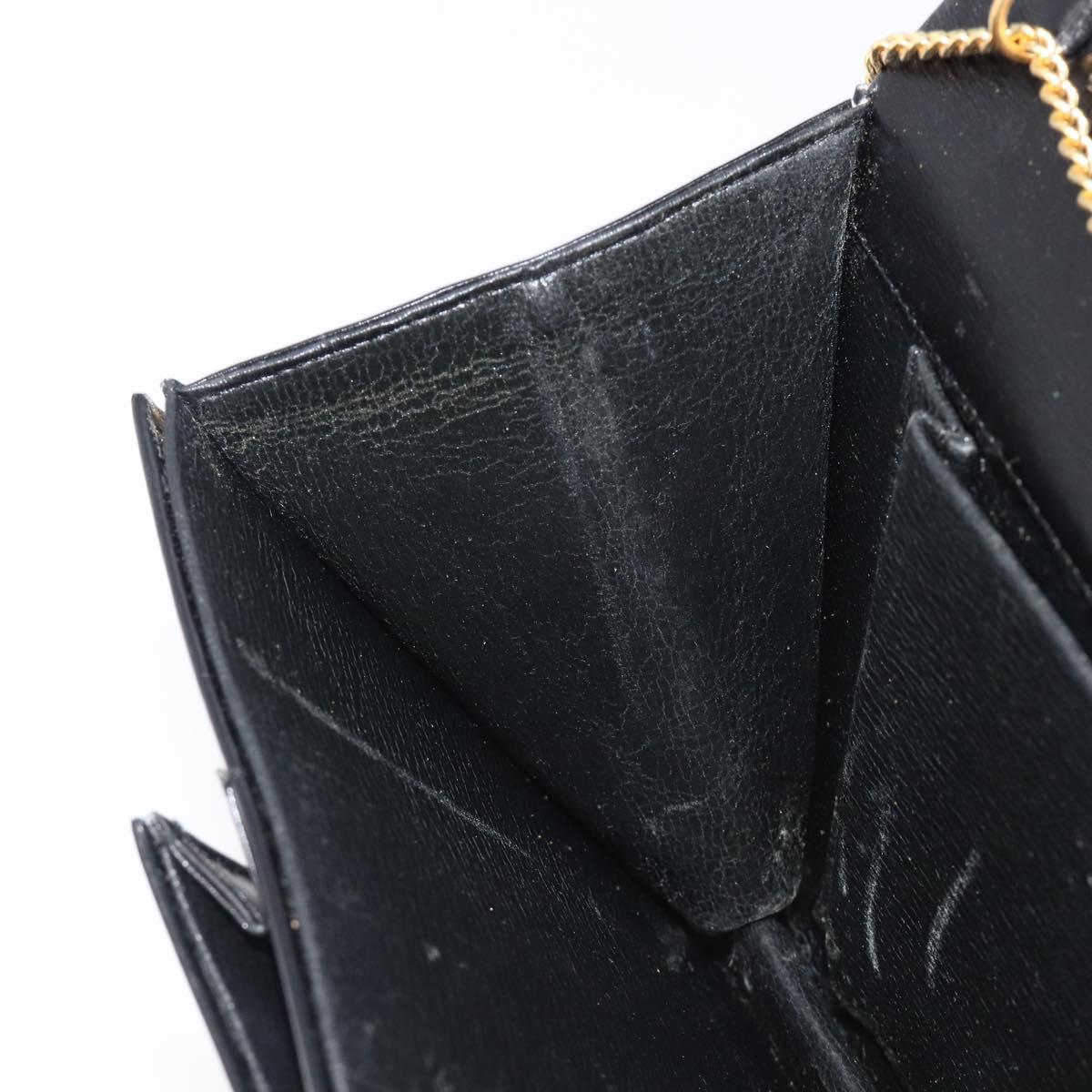 Christian Dior Chain Shoulder Bag Leather Black Gold Auth ep16115A