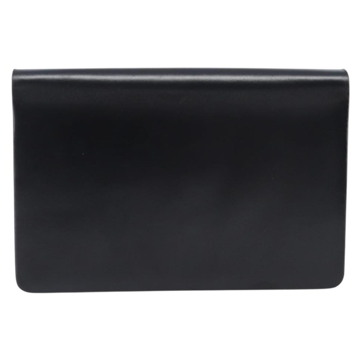 Christian Dior Chain Shoulder Bag Leather Black Gold Auth ep16115A
