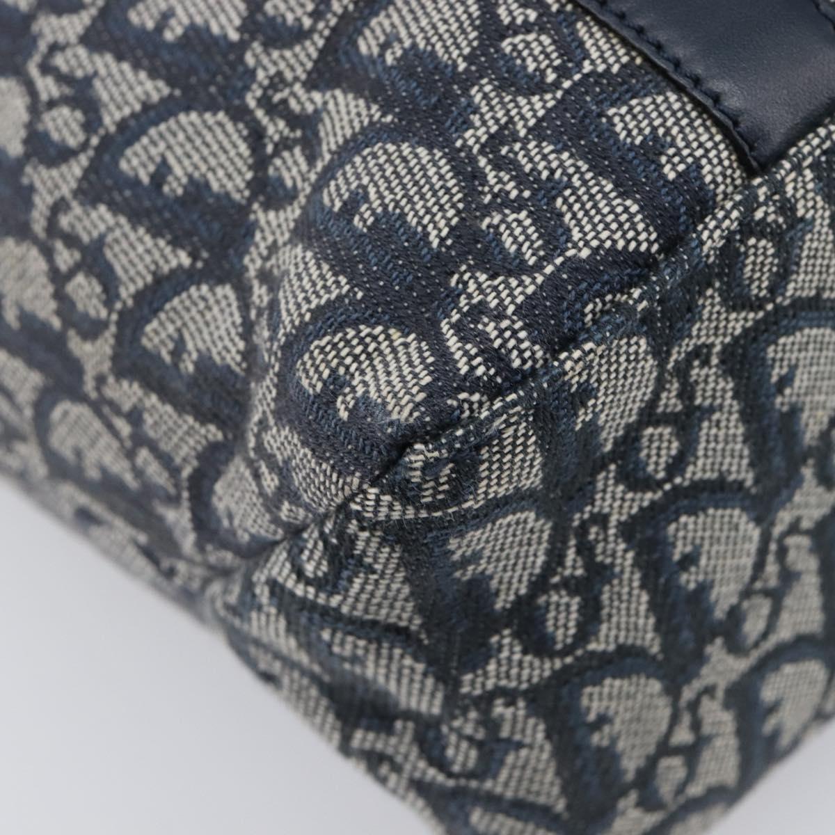 Christian Dior Trotter Canvas Hand Bag Navy Gold Auth ep16121