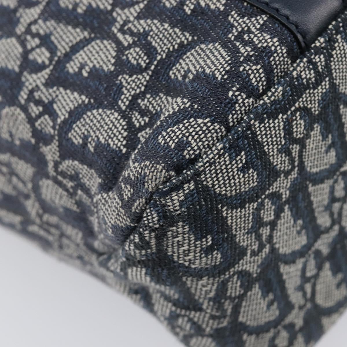 Christian Dior Trotter Canvas Hand Bag Navy Gold Auth ep16121