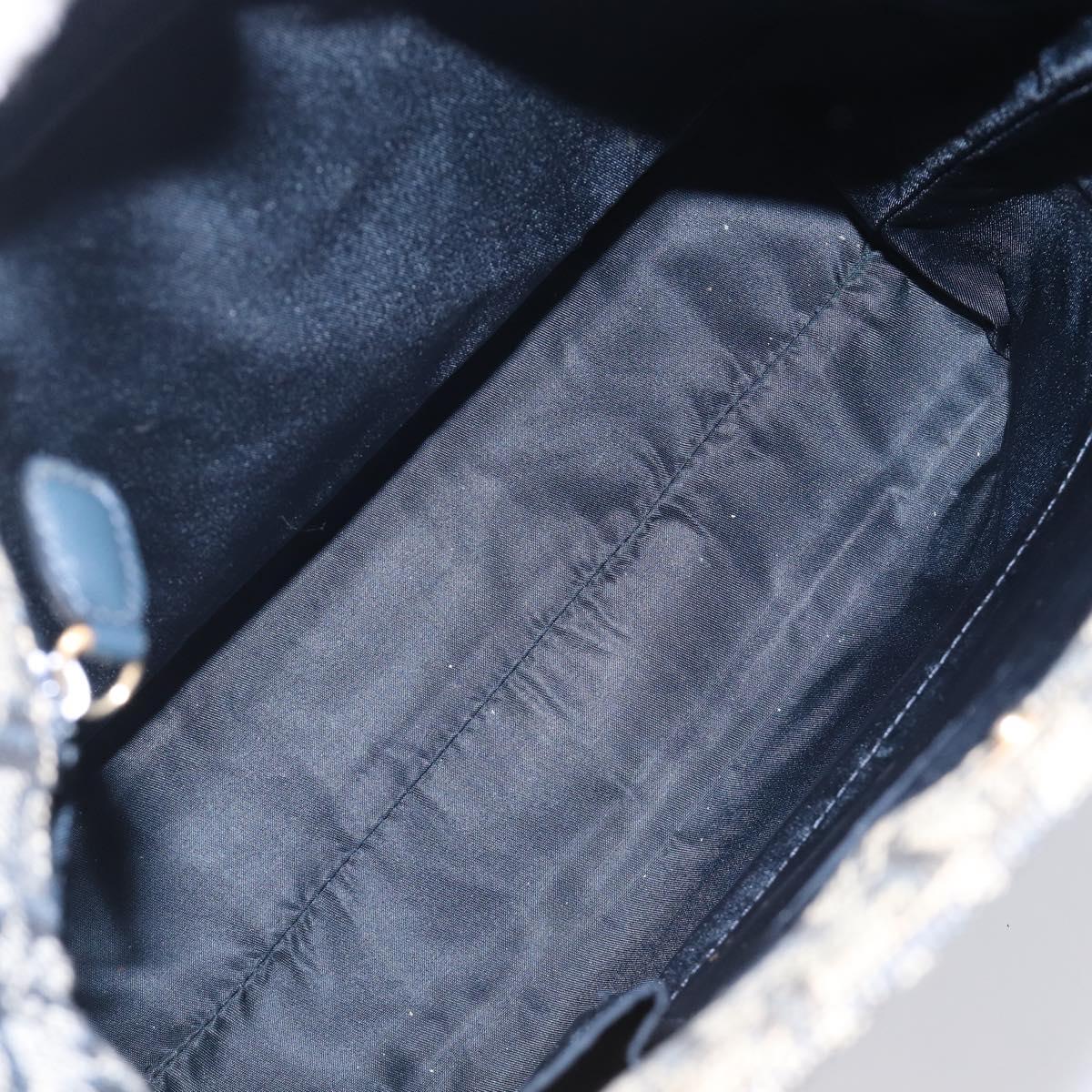 Christian Dior Trotter Canvas Hand Bag Navy Gold Auth ep16121