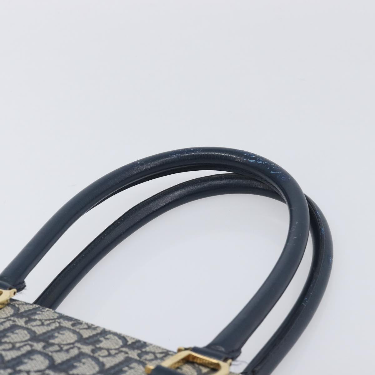 Christian Dior Trotter Canvas Hand Bag Navy Gold Auth ep16121