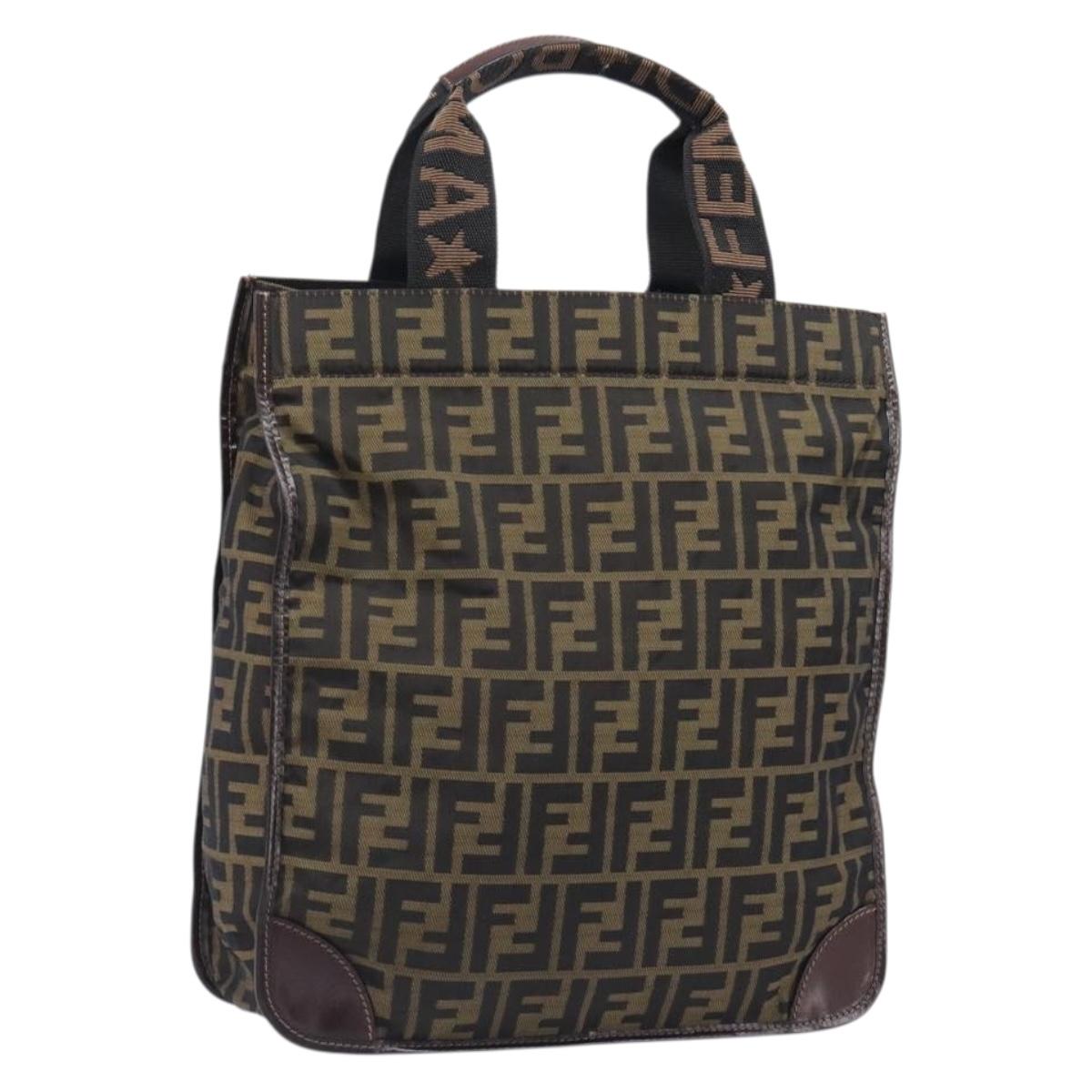 FENDI Zucca Canvas Hand Bag Black Brown Auth ep16123