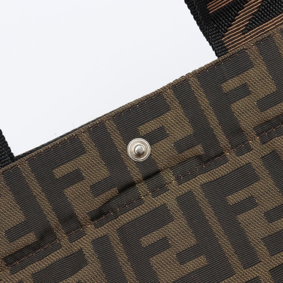 FENDI Zucca Canvas Hand Bag Black Brown Auth ep16123
