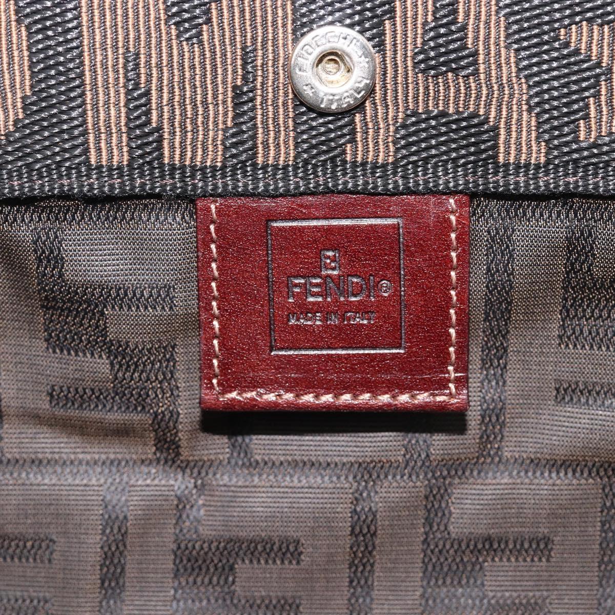 FENDI Zucca Canvas Hand Bag Black Brown Auth ep16123