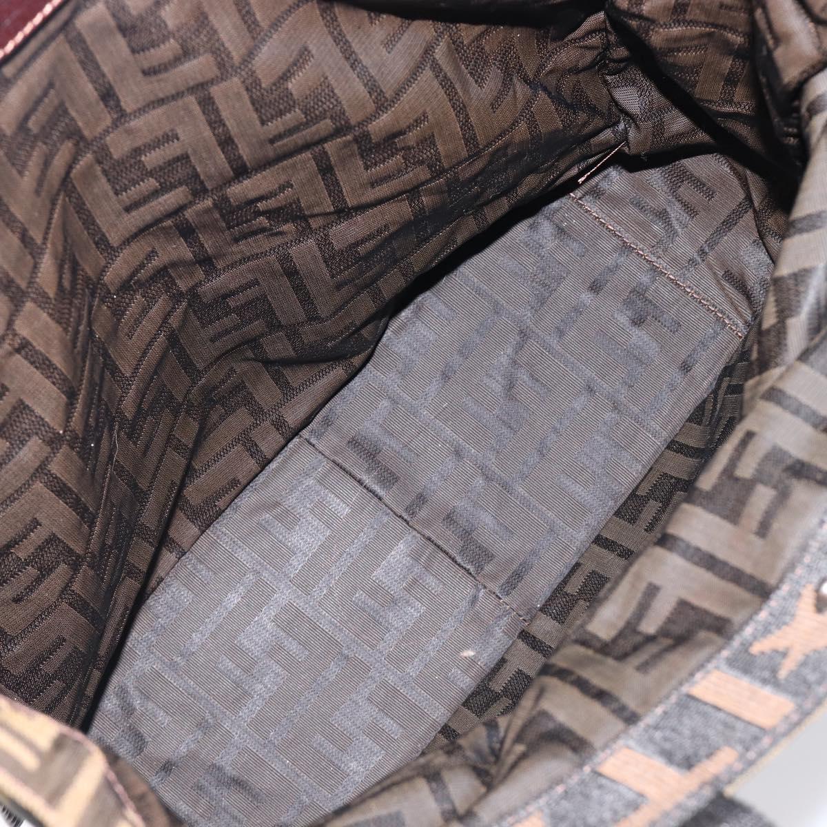 FENDI Zucca Canvas Hand Bag Black Brown Auth ep16123