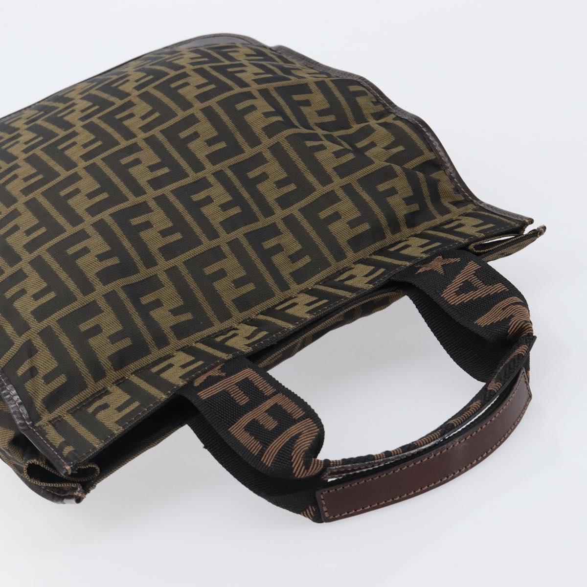 FENDI Zucca Canvas Hand Bag Black Brown Auth ep16123