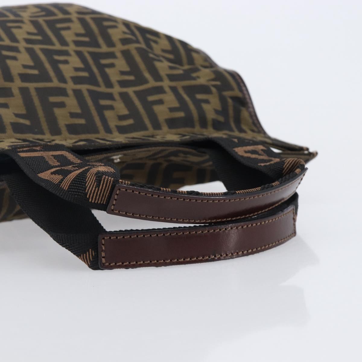 FENDI Zucca Canvas Hand Bag Black Brown Auth ep16123
