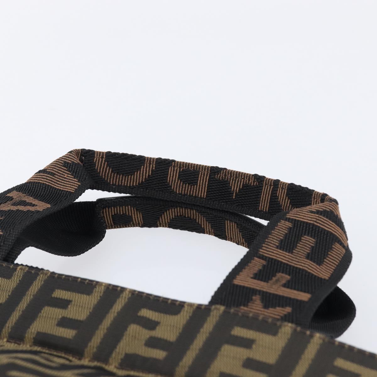 FENDI Zucca Canvas Hand Bag Black Brown Auth ep16123