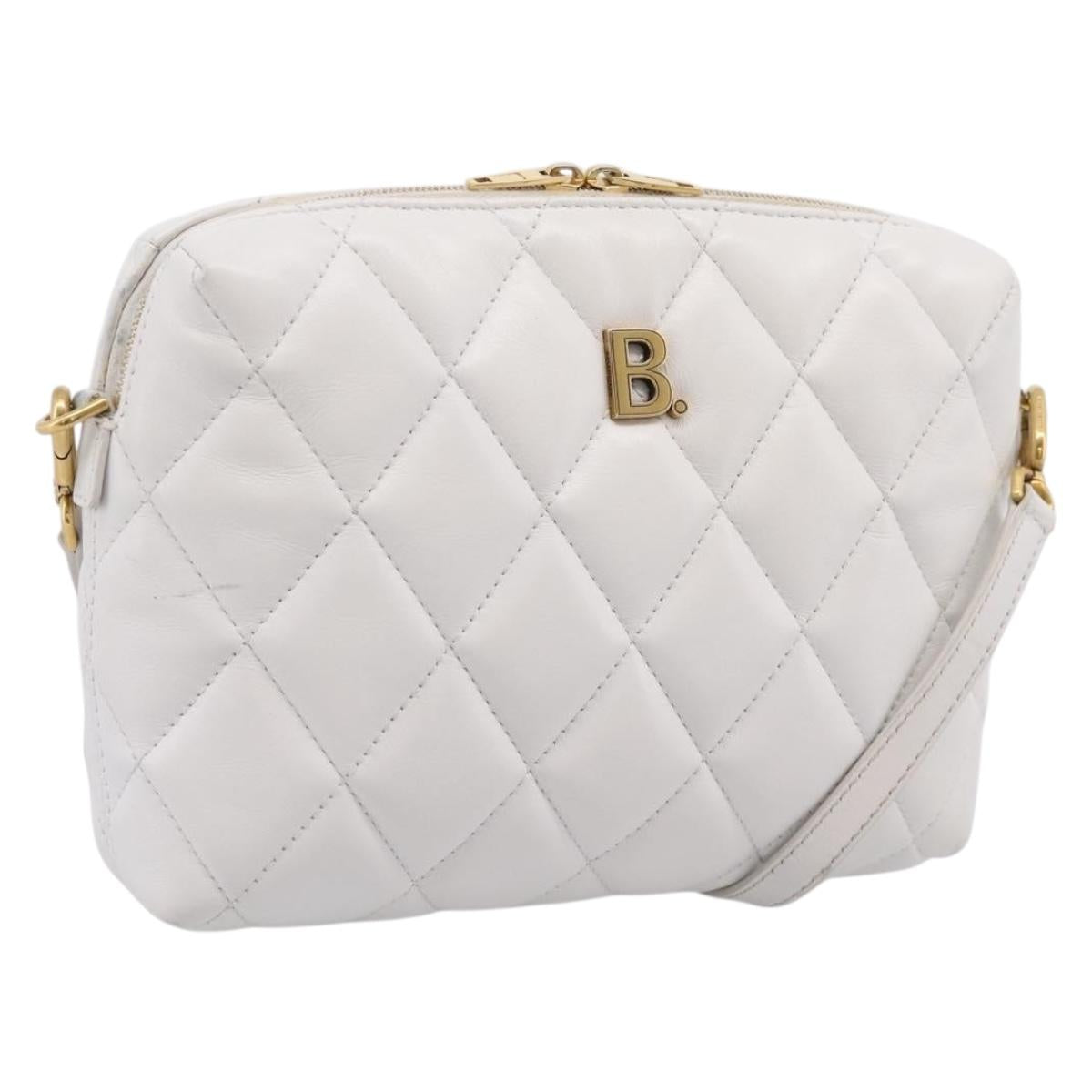 BALENCIAGA Camera Bag Shoulder Bag Leather White Gold 600325 Auth ep16124A