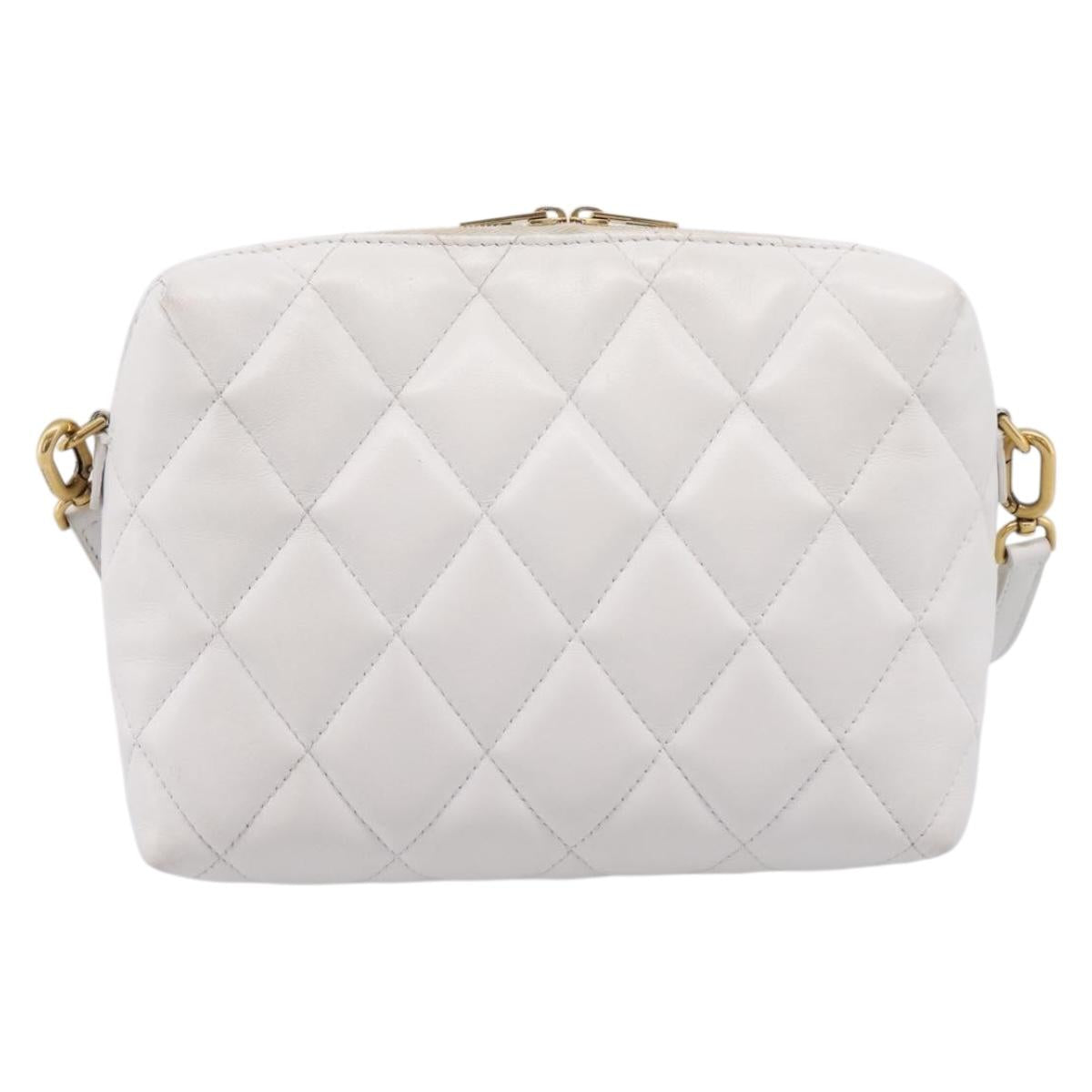BALENCIAGA Camera Bag Shoulder Bag Leather White Gold 600325 Auth ep16124A