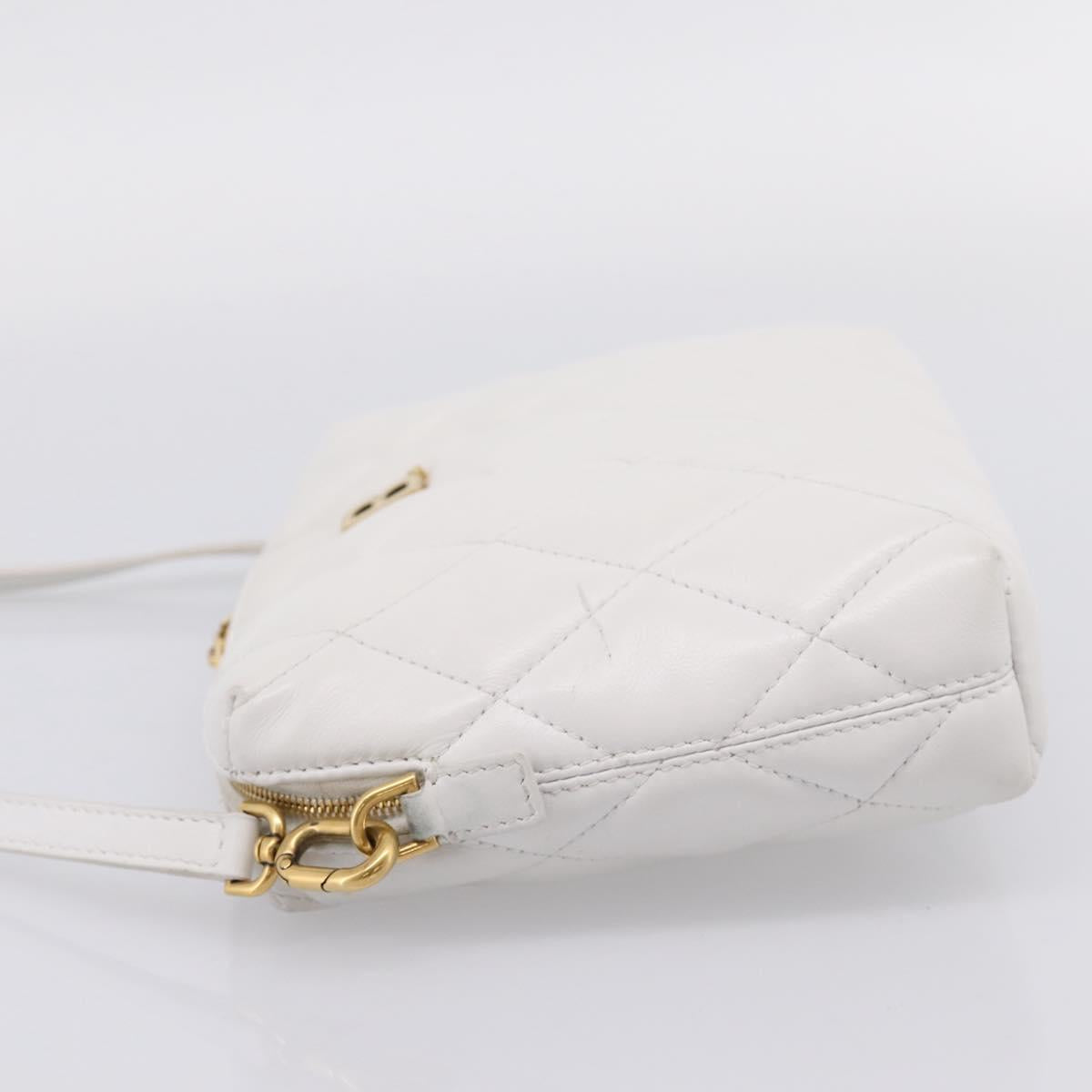 BALENCIAGA Camera Bag Shoulder Bag Leather White Gold 600325 Auth ep16124A