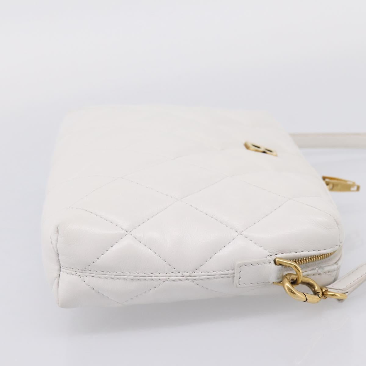 BALENCIAGA Camera Bag Shoulder Bag Leather White Gold 600325 Auth ep16124A