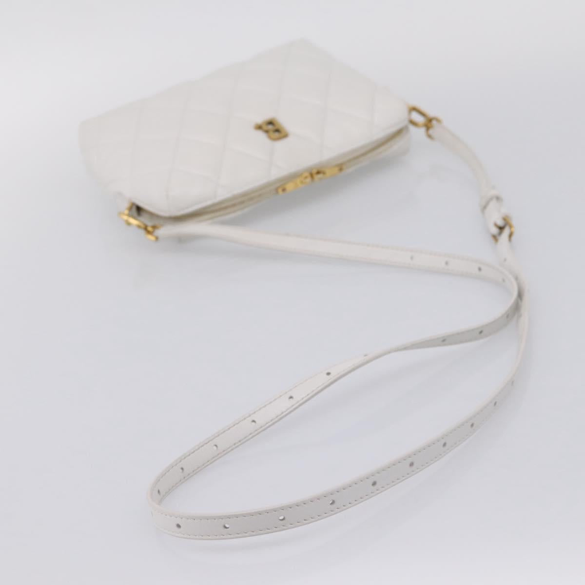 BALENCIAGA Camera Bag Shoulder Bag Leather White Gold 600325 Auth ep16124A